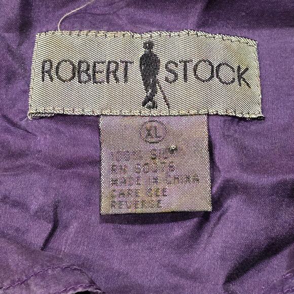 Vintage Robert Stock Purple Silk Button Up Long Sleeve Dress Shirt Men's XL - Picture 4 of 7